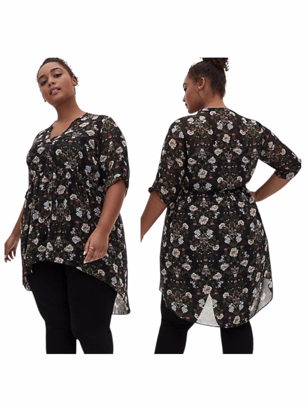 TORRID x Outlander Lexie Floral Chiffon Hi-Lo Babydoll Tunic Torrid Size 1/US 1X